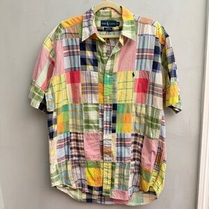 Vintage Ralph Lauren Blake Patchwork Short Sleeve Button Down, Size Medium